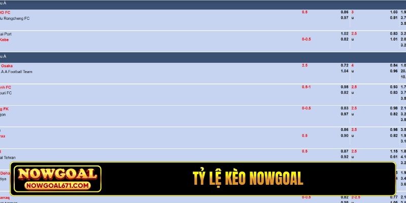 Tỷ lệ kèo Nowgoal